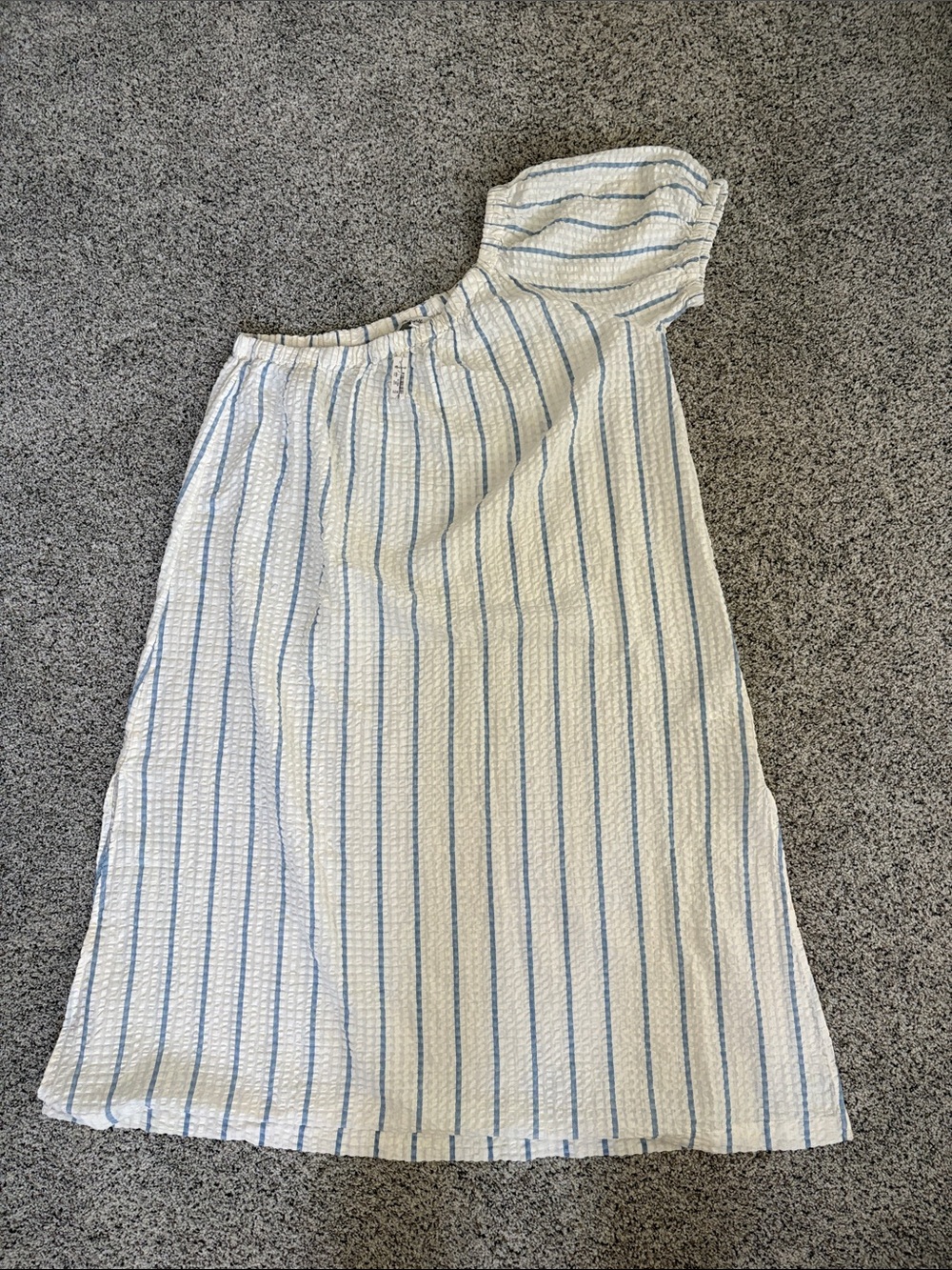 Madewell One-Shoulder Blue & White Striped Dress